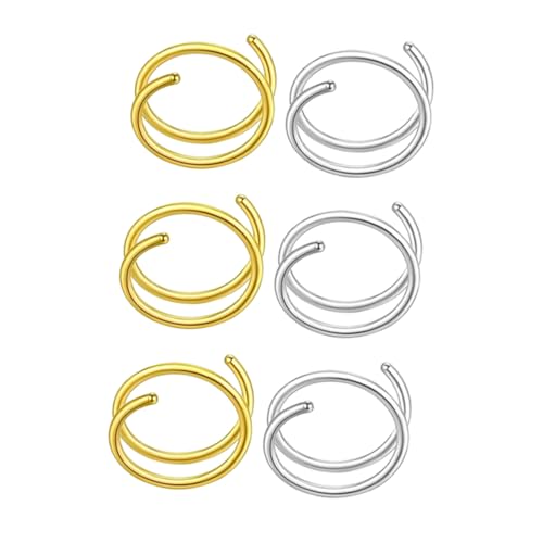 Beaupretty 6 Stück Teiliges Spiral Nasenring aus Rostfreiem Hautfreundlich und Rostbeständig Dekorativer Nasenschmuck für Damen Bequemes Fake Piercing für Alltag und Party von Beaupretty