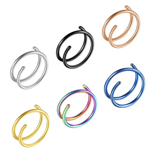Beaupretty 6 Stück Teiliges Spiralförmige Nasenringe aus Edelstahl Modische Nasenschmuck Clip Langlebig Hautfreundlich Vielseitig Tragbar für Damen und Herren für Alltag und Festtage von Beaupretty