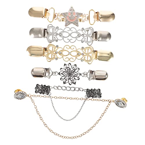 Beaupretty 6 Stück Teiliges Vintage Cardigan Clips Elegante Strickjacken Clips mit Glatter Polierter Oberfläche Vielseitig für Damenkleidung Modische Broschen für Pullover Zufällige Farbe von Beaupretty