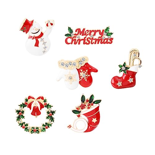 Beaupretty 6 Stück Teiliges Weihnachts Broschen mit Cartoon Motiven Farbige Anstecknadeln für Pullover Schals Taschen und DIY Haarspangen Leichte Kleidung Dekoration für Damen und Herren von Beaupretty