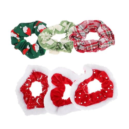 Beaupretty 6 Stück Teiliges Weihnachts Haargummis mit Weißem Fellrand Weiche Elastische Haarbänder für Festliche Frisuren Vielseitige Ponytail Halter für Damen und Mädchen Bunte Weihnachts von Beaupretty
