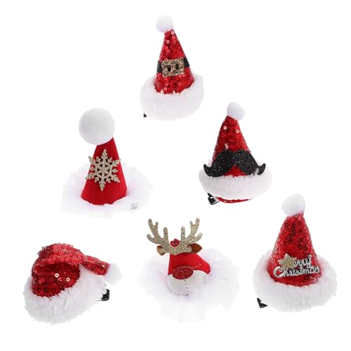 Beaupretty 6 Stück Teiliges Weihnachtsmützen Haarspangen mit Klassischen Weihnachtsmützenmustern Festliche Haarschmuckclips für Damen und Rutschfeste Bunte Haarclips für Weihnachtsfeiern und von Beaupretty