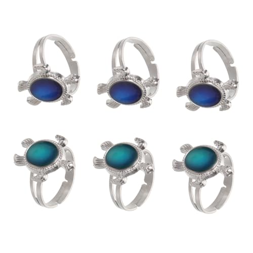 Beaupretty 6 Stück Verstellbare Schildkröten-stimmungsringe Temperaturfühlende Farbwechselringe für Frauen Mädchen Elegantes Schmuckaccessoire für Alltag Party von Beaupretty