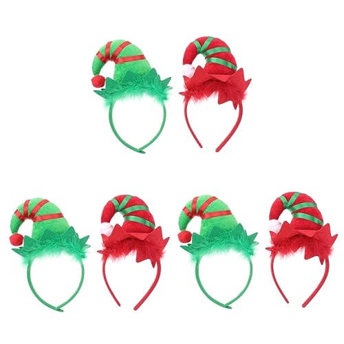 Beaupretty 6 Stück Weihnachtskopfbedeckung Festlicher Kopfschmuck Damenhüte Haarschmuck Für Mädchen Weihnachtsbaum-Stirnband Elfen-Stirnband Rotes Und Grünes Horn-Haarband von Beaupretty