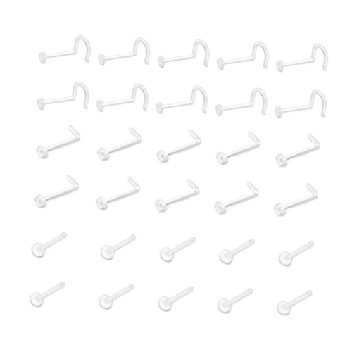 Beaupretty 60stücke Nasenring Klarer Nasenstecker Unsichtbarer Nasenring Medizinischer Gebogener Und Gerader Für Frauen Und Männer von Beaupretty