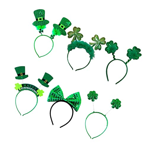 Beaupretty 6St Haarschmuck St. Patricks Haarreifen Golfzubehör für Herren falsche Zunge Kleeblatt-Kopfbedeckung Stirnband Tiara Partyzubehör bilden einstellen Irland Yingschi schmücken von Beaupretty