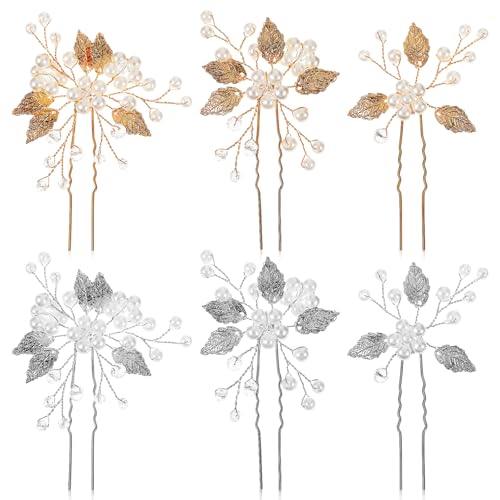 Beaupretty 6Stücke Brautschmuck Haarspangen Hochzeitshaarstifte mit Strasssteinen und Perlen Haardekor für für Hochzeiten und Besondere Anlässe von Beaupretty