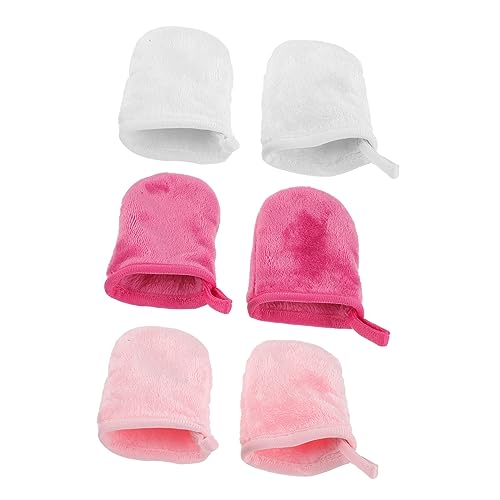 Beaupretty 6Stücke Wiederverwendbare Reinigungshandschuhe für Make Up Entferner Waschhandschuhe für Gesichtsreinigung Farbecht und Waschbar für Unterwegs von Beaupretty
