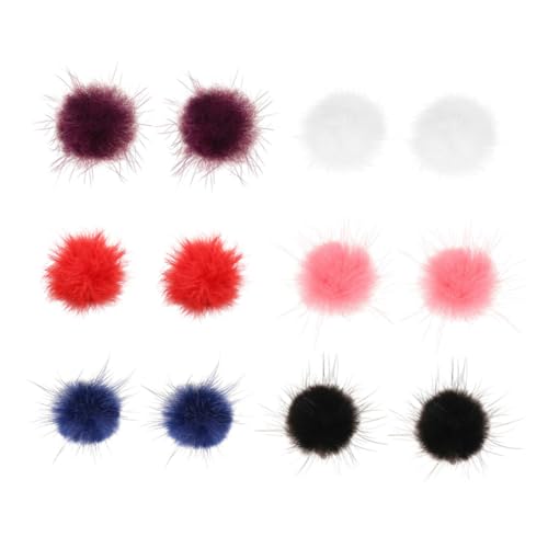Beaupretty 6paare Ohrstecker Mit Plüschkugel-anhänger Für Damen Und Mädchen Handgefertigt Elegant Als Oder Kostümrequisiten von Beaupretty