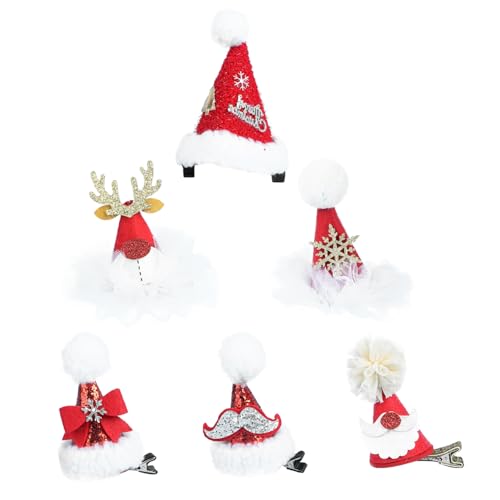 Beaupretty 6st Weihnachtshaarspangen Weihnachtskopfbedeckung Weihnachts-haarschmuck Urlaub Schmuck Geschenk Mini-hut-haarspange Damen Weihnachtsspangen Kopfclip Weihnachten Legierung von Beaupretty