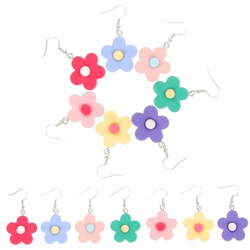 Beaupretty 7 Paare Blumen Ohrringe für Mädchen Bunte Hängende Tropfen Ohrringe Handgefertigter Modeschmuck Leicht Modisch für Alltag Festivals und Besondere Anlässe Zufällige Zufällige Farbe von Beaupretty