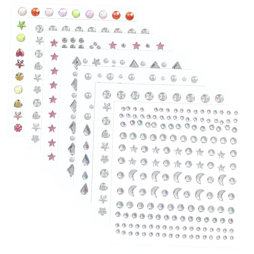 Beaupretty 7Blätter Teiliges Selbstklebende Strasssteine für Gesicht Wiederverwendbare Glitzer Aufkleber für Makeup und Bastelarbeiten für Festivals und Kreative Dekorationen von Beaupretty