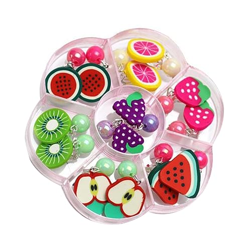 Beaupretty 7paare Obst-ohrclips Für Mädchen Ohrclip Ohne Piercing Mit Frucht-design Ohrschmuck-accessoires Aus Perlen Bunter Ohrring Besondere Anlässe von Beaupretty