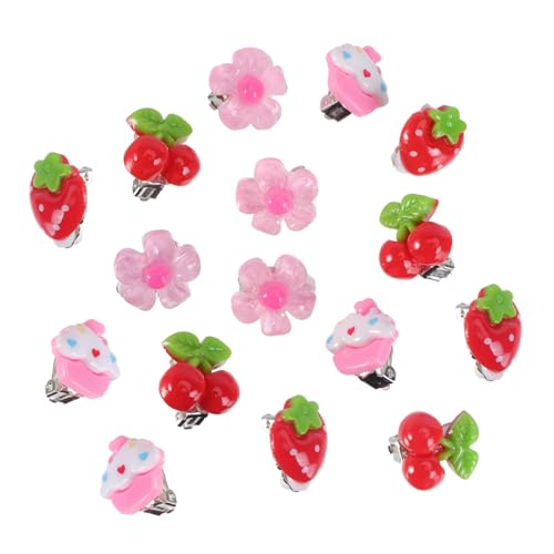 Beaupretty 8 Paare Ohrclips Mädchen Ohrschmuck Piercingfrei mit Süßen Erdbeer Blumen und Eiscreme Motiven Bunter Clip ohrring Mix für Party und Alltag von Beaupretty
