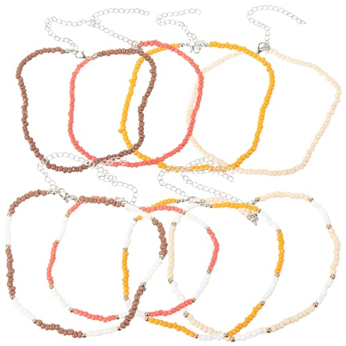 Beaupretty 8 Stück Boho Perlen Halskette Damen Clavicle Accessoires Bunte Rocailles Kette Leicht Komfortabel Modisch Geschenk von Beaupretty