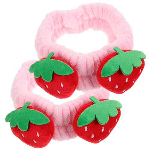 Beaupretty 8 Stk Erdbeer Stirnband Weiches Flanell-stirnband Haargummis Für Frauen Damen Stirnbänder Niedliche Haaraccessoires Gesichtswäsche Kawaii-make-up Karikatur Haarmaske Stoff Mädchen von Beaupretty