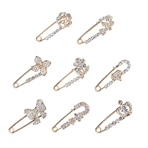 Beaupretty 8 Stück Teiliges Broschen mit Sicherheitsnadel Strickjacken und Schal Pins für Kleidung Modisches Accessoire mit Funkelnden Strasssteinen Vielseitig Einsetzbar für Verschiedene von Beaupretty