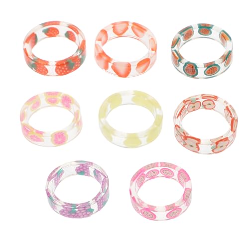 Beaupretty 8 Stück Teiliges Fruchtmuster Ringe Harz Kreativer Finger Schmuck für Festivals und Alltag Einzigartiges Design für Besondere Anlässe von Beaupretty