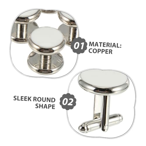 Beaupretty 8stücke Manschettenknöpfe Für Herren Smoking Hemden Runde Form Emaille-oberfläche Hochzeit Accessoires Set Mit Nieten Für Französische Manschetten von Beaupretty