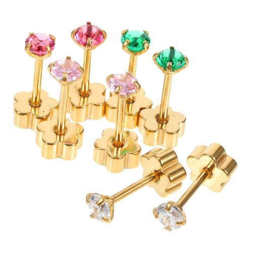Beaupretty 8 Stück Teiliges Ohrstecker Damen aus mit Zirkonia Schraubbarer Verschluss Blumen Design Hautfreundlich Glänzend Sicherer Halt Modischer Ohrschmuck für Alltag und Anlass von Beaupretty