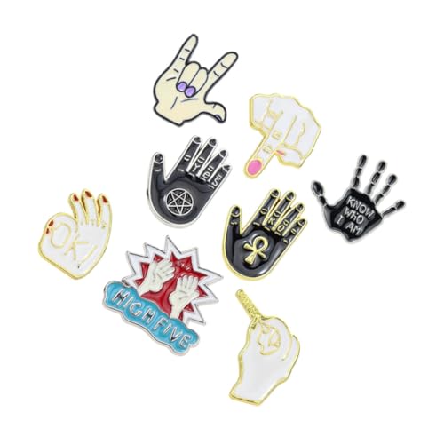 Beaupretty 8 Stück Teiliges Set Vintage Punk Broschen Handflächen Design Lustige Anstecknadeln für Kleidung Taschen Hüte Schals Statement Pins für Erwachsene von Beaupretty