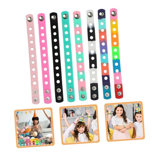 Beaupretty 8 Stück Teiliges Silikonarmband Verstellbar mit Löchern Elastische Armbänder für Party Festival Sport Buntes Gummiarmband für Damen Herren Langlebig und Vielseitig für Alltag und von Beaupretty