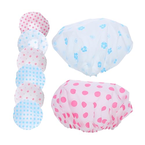 Beaupretty 8 Stück Wasserdichte Wiederverwendbare Duschhaube Teiliges mit Elastischem Band Punktmuster Eva Badekappe für Damen Herren Spa Salon Kochen für Reise und Haarschutz von Beaupretty