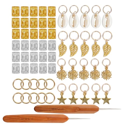Beaupretty 82 Stück Teiliges Dreadlocks Ringe Set Metallene Haarschmuck Manschetten für und Mädchen Dreadlock Ringe und Holzgriffe Bunte Haar Accessoires für Kreative Frisuren von Beaupretty