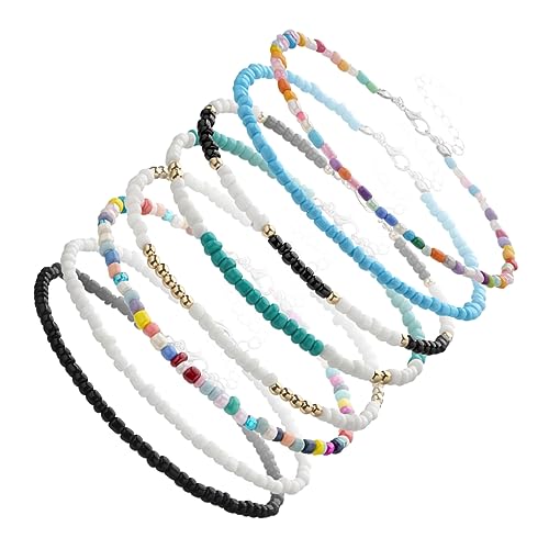 Beaupretty 8 Stück Verstellbare Fußkettchen Handgefertigter Sommer Schmuck für Damen Knöchelperlenkette Fußdekor für Besondere Anlässe von Beaupretty