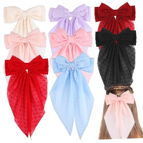 Beaupretty 8Stücke Teiliges Haarschleifen Clips für Mädchen und Große Chiffon Haarschleifen Bunten Farben Haaraccessoires für Teenager Leicht und Tragbar von Beaupretty