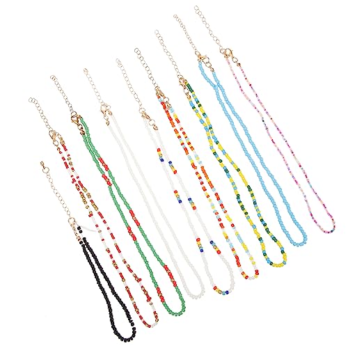 Beaupretty 9 Stück Bohemian Bunte Perlenkette Teiliges Beaded Choker Damen und Mädchen Hautfreundliche Halskette für Alltag und Besondere Anlässe von Beaupretty