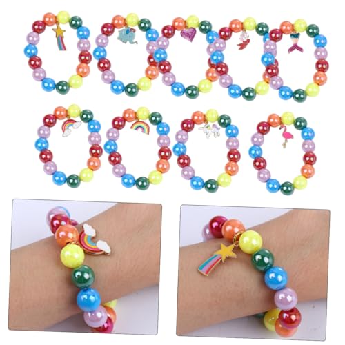 Beaupretty 9 Stück Teiliges Kinderarmband mit Bunten Regenbogenperlen Langlebiges Kunststoffarmband Handgefertigt Geeignet als Geburtstagsgeschenk für Mädchen und Jungen Modisches von Beaupretty