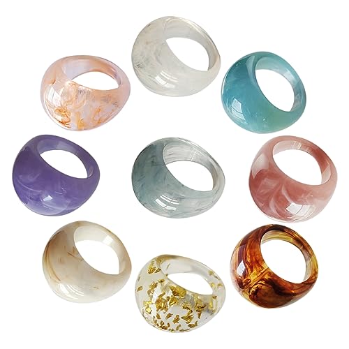Beaupretty 9 Stück Teiliges Resin Fingerring Modisch Klarer Dekorativer Schmuck für Frauen Mädchen Vielseitig Tragbar für Party Alltag von Beaupretty
