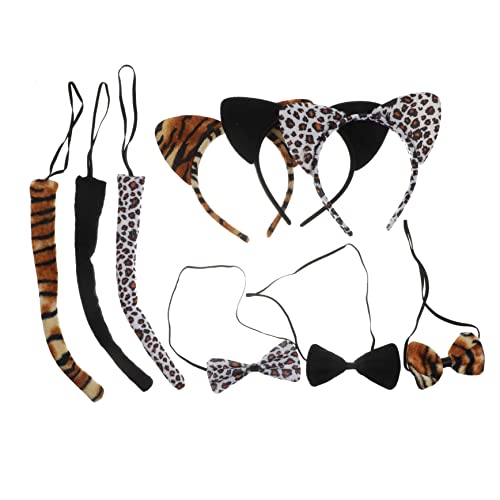 Beaupretty 9 Stück Teiliges Tierohren Stirnband mit Bowknot Fliege und Verstellbar Kunstfell Geeignet für Kostüm Party Cosplay Halloween und Erwachsene von Beaupretty