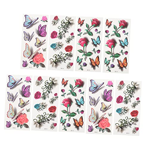 Beaupretty 9Blätter Wasserdichte Tattoos Aufkleber Schmetterlings Designs für Körper und Beine Einfache Anwendung Partys und von Beaupretty
