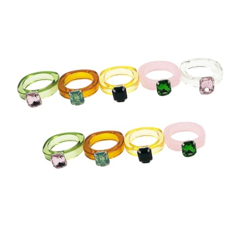 Beaupretty 9Stücke Teiliges Acrylringe mit Einzigartigem Edelstein Stylische Fingerringe für Damen Vielseitiger Schmuck für Alltagslooks Hochwertiges von Beaupretty