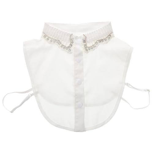 Beaupretty Falscher Damen Kragen mit Strasssteinen Abnehmbarer Blusenkragen Polyester Halbes Hemd für Frühling Herbst Winter Falsche Hemdbluse für Pullover Jacken Mäntel von Beaupretty
