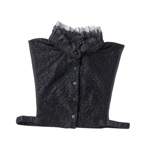 Beaupretty Abnehmbarer Damen Fake Collar Krageneinsatz aus Atmungsaktivem Chiffon Modischer Schwarzer Stehkragen mit Rüschendetails Vielseitiges Kleidungszubehör für Pullover und Blusen von Beaupretty