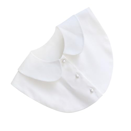 Beaupretty Abnehmbarer Damen Fake Collar aus Baumwollmischung Modischer Kurz Blusenkragen mit Perlenknopf Vielseitiger Falscher Kragen für Blusen Pullover Shirts Angenehm und Versteckbar von Beaupretty