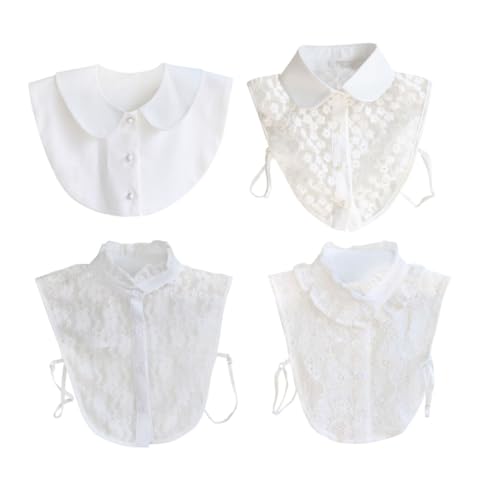 Beaupretty Abnehmbarer Fake Kragen Damen Halbbluse Einsatz Weiß Uni Farbe Modischer Bluseneinsatz für Kleider Pullover von Beaupretty