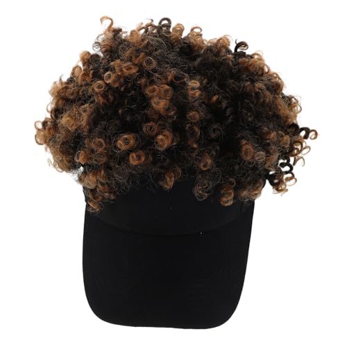 Beaupretty Afro Perücke Kurz Lockig Damen Party Mütze Hochtemperaturfaser Einteilig Bequem Kurzhaar Kunstfaser Perücke mit Kappe für Alltag Halloween Cosplay von Beaupretty