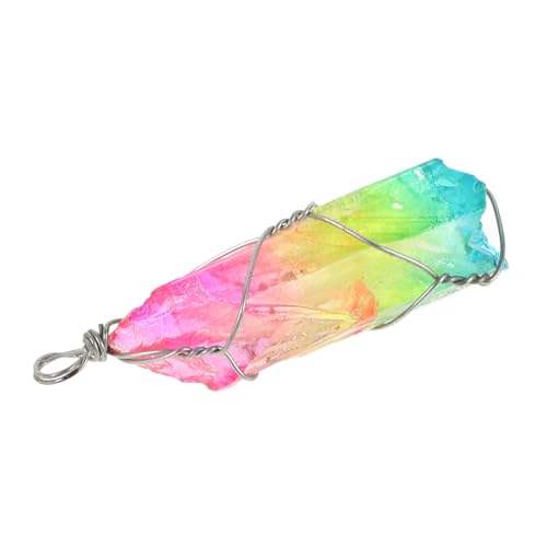 Beaupretty Anhänger Halskette Quarz Handgefertigter Edelstein Schmuck mit Drahtwicklung Natürliche Steine für Damen Herren Energetische Schmuckstücke von Beaupretty