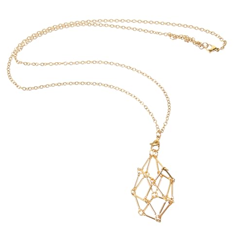 Beaupretty Anhänger Halter Metall Bambus Design Hohle Stein Kette Schmuckhalter Damen Herren Dekorativer Naturstein Käfig für DIY von Beaupretty