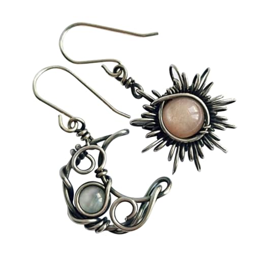 Beaupretty Asymmetrische Boho Ohrringe Sonne Mond Tropfen Damen Modeschmuck Hautfreundlich Langlebig Alltags und Festtagslook Strand Urlaub von Beaupretty