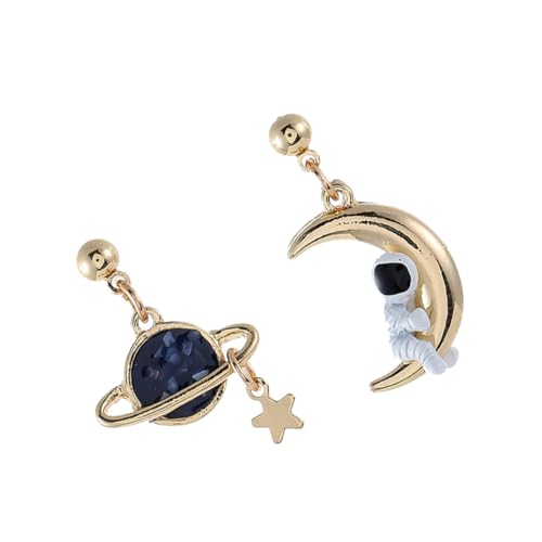 Beaupretty Asymmetrische Damen Ohrstecker Mond Planet Design Leichte Modische Ohrclips Langlebige Feine Verarbeitung Vielseitig für Alltag Reise Büro Geeignet von Beaupretty