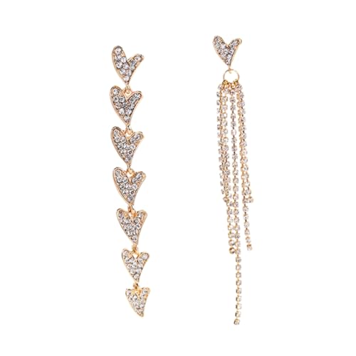 Beaupretty Asymmetrische Herz Ohrringe Damen Roségold Ohrhänger Leicht Legierung Elegant Ohrstecker Schmuck von Beaupretty