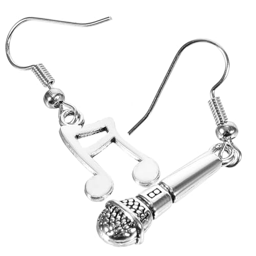 Beaupretty Asymmetrische Musiknoten Ohrhänger mit Mikrofon und Leicht Damen Schmuck für Party Konzert Hochzeit Einzigartige Geschenkidee für Musikliebhaberinnen von Beaupretty