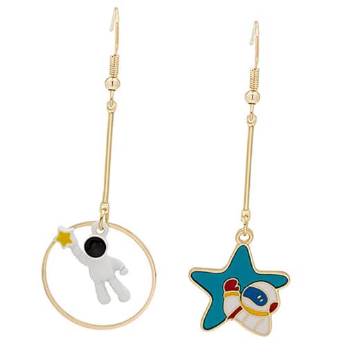 Beaupretty Asymmetrische Planet Ohrhänger Damen Lustige Astronaut Ohrringe aus Langlebiger Weltraum Ohrschmuck für Frauen Einzigartiges Design Leicht und Elegant von Beaupretty