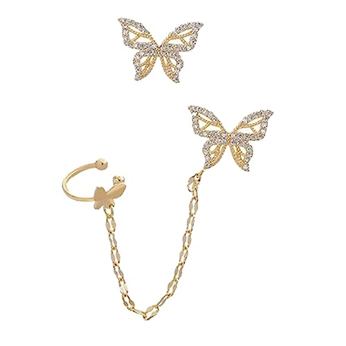 Beaupretty Asymmetrische Schmetterling Ohrklemme Damen Ohrschmuck Elegant Einteilig Ohrclip für Frauen Mädchen Alltags Schmuck Geburtstag von Beaupretty