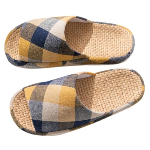 Beaupretty Atmungsaktive Offene Herren Hausschuhe aus Leinen Rutschfest Dicke Sohle Sommerliche Gästehausschuhe für Innenbereiche Wie Wohnzimmer und Schlafzimmer Komfortabel und Leicht von Beaupretty